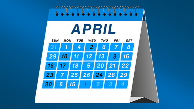 April Kalender mit vertauschten Zahlen