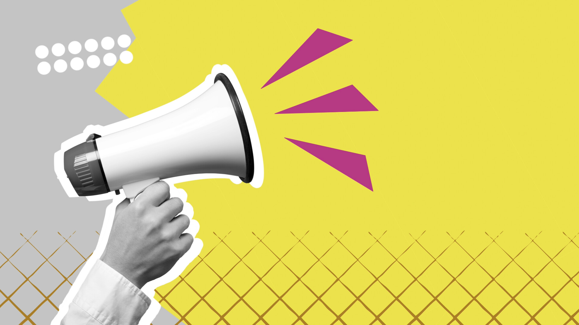 Eine Hand hält ein Megahon