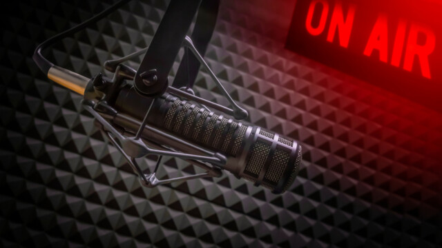Ein Mikrofon mit dem Schriftzug radio 88.6