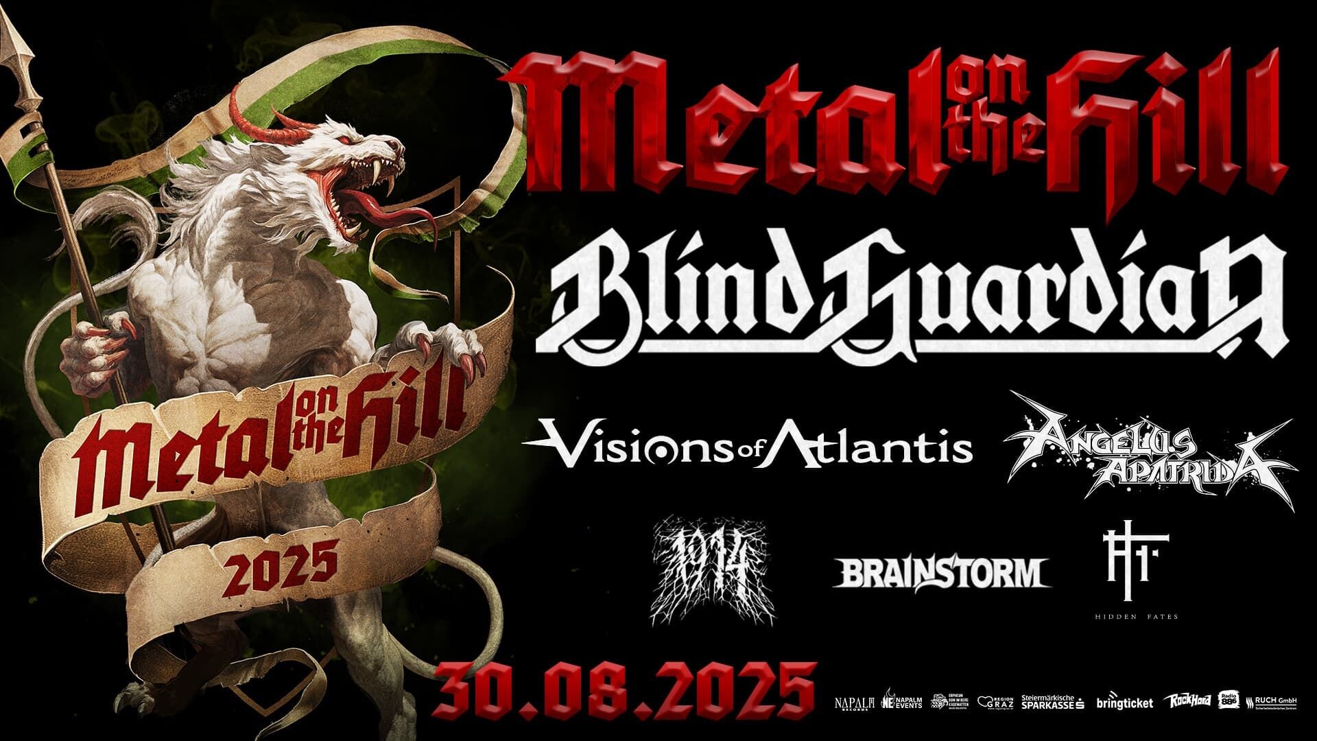Ein Plakat vom Metal on the Hill Festival mit Datum und den auftretenden Bands