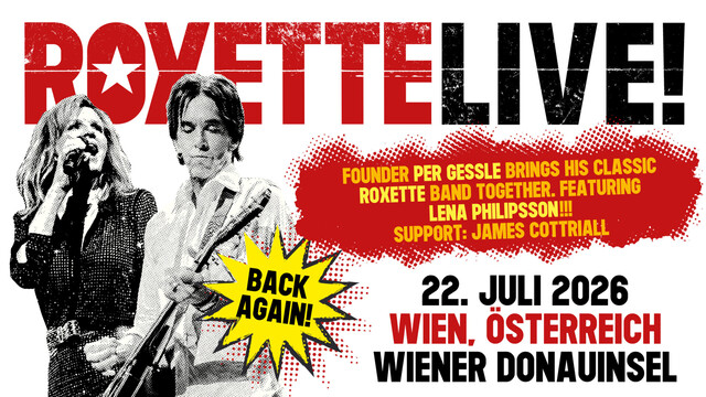 Plakat vom Roxette mit schwarz weiß Foto auf weißem Hintergrund