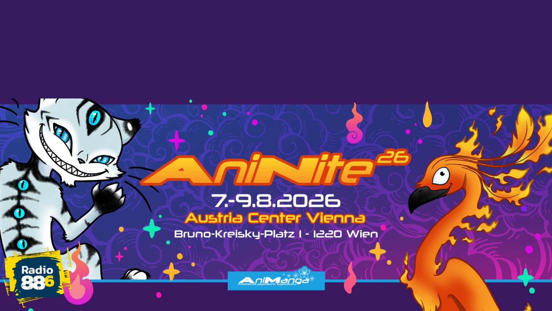 Plakat der AniNite im japanischen Stil mit Drachen, gezeichnet im Comic Stil