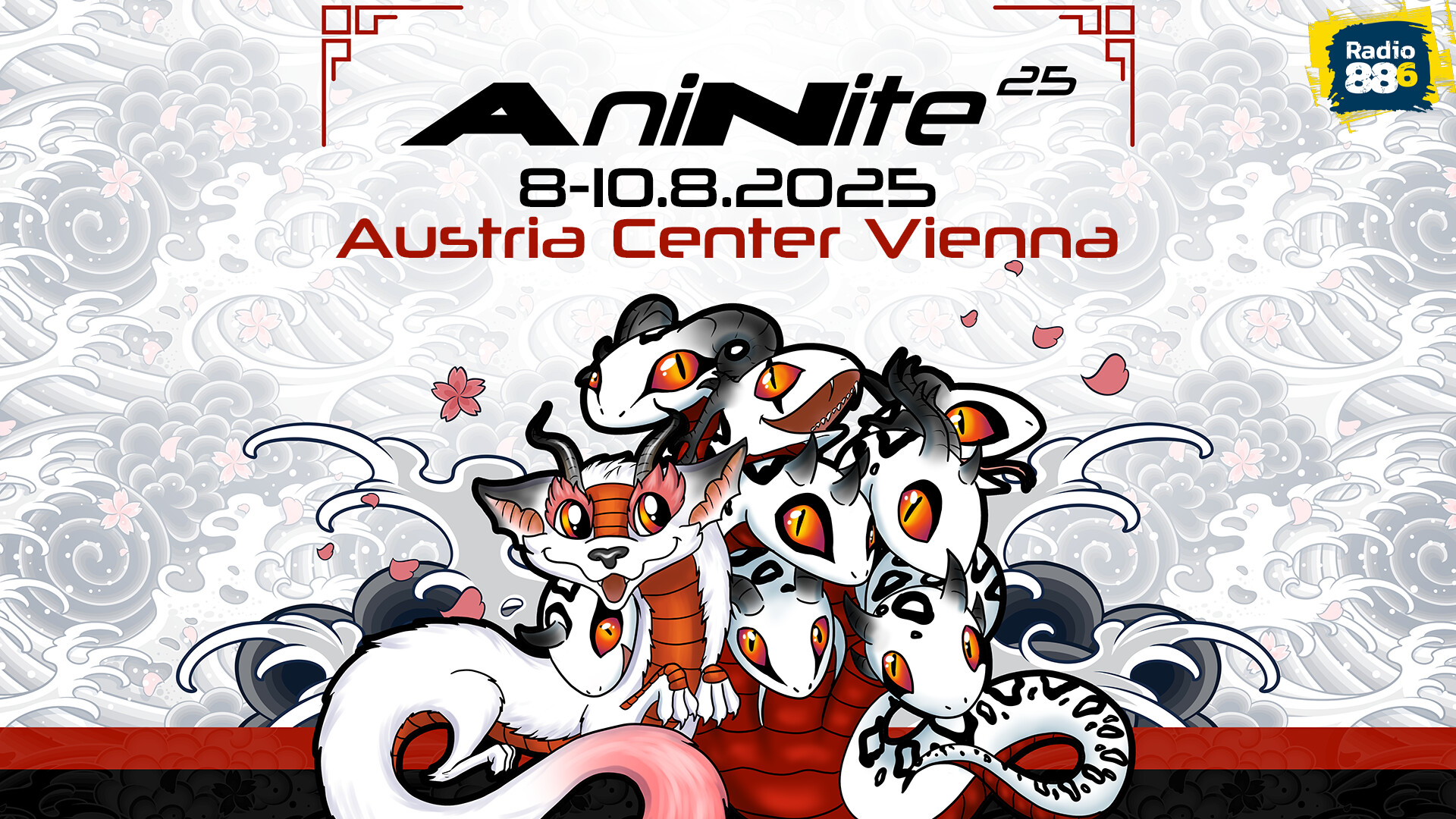 Plakat der AniNite im japanischen Stil mit Drachen, gezeichnet im Comic Stil