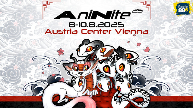 Plakat der AniNite im japanischen Stil mit Drachen, gezeichnet im Comic Stil