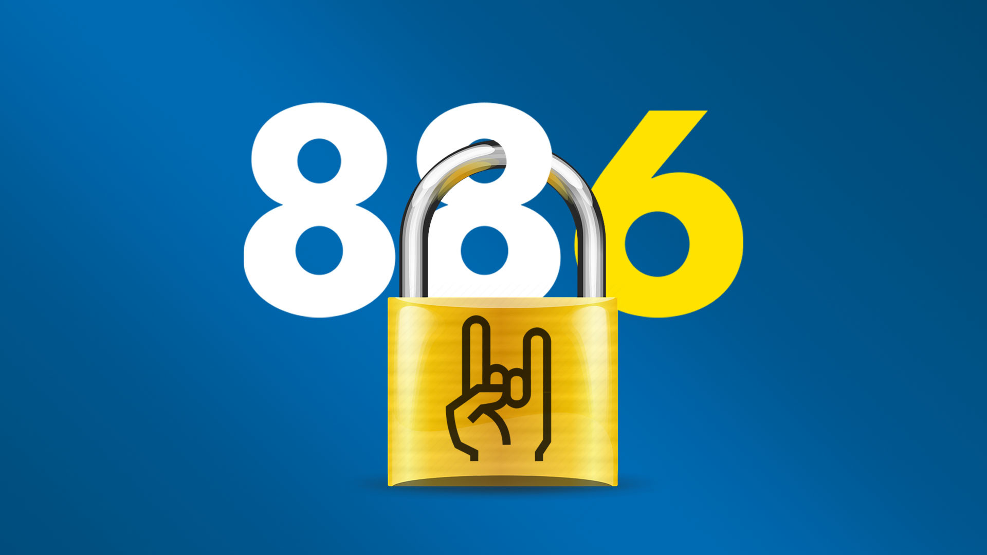 Der Rockdown im Lockdown Die Zahlen 886 und ein Schloss auf dem eine Rockhand drauf ist